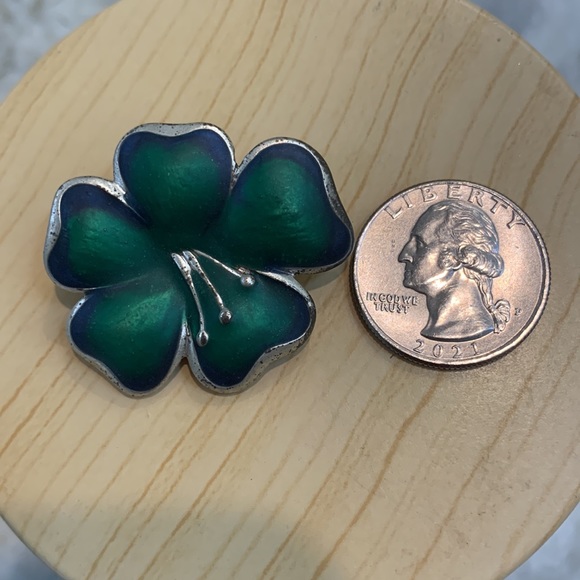 Vintage Green Flower Clip Earrings - Picture 4 of 4